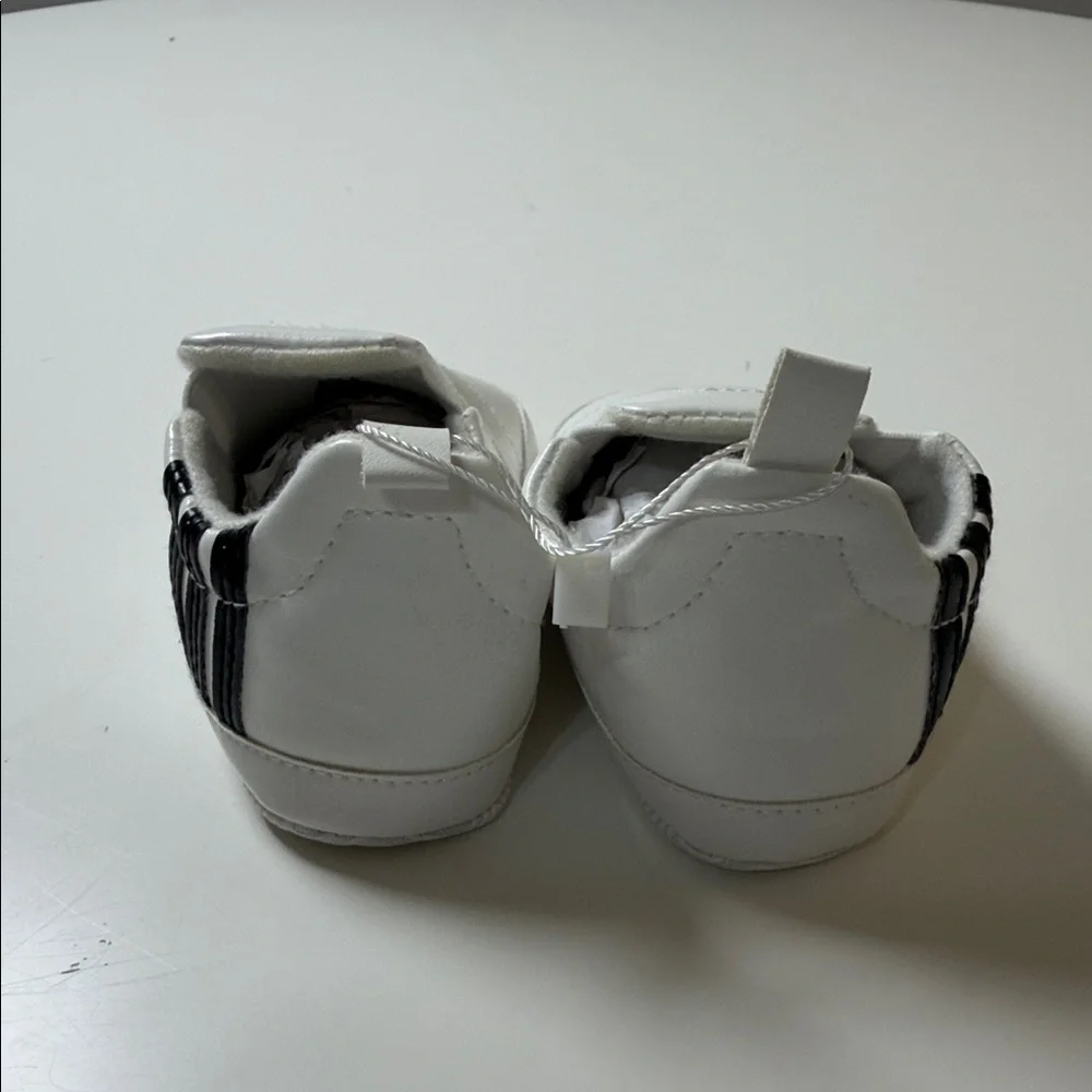 adidas White Slip-On Baby Shoes with Black Logo